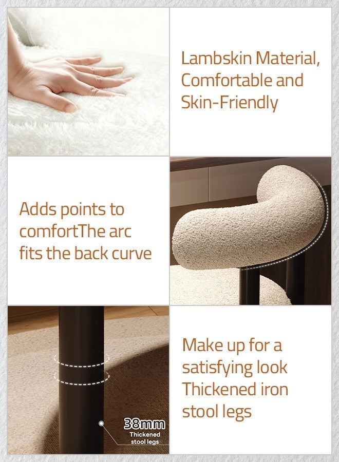 شاربدو كرسي مكياج لغرفة النوم، كرسي تزيين، مقعد تزيين من جلد الخراف لغرفة النوم الرئيسية 42*50*72 سم - Image 3